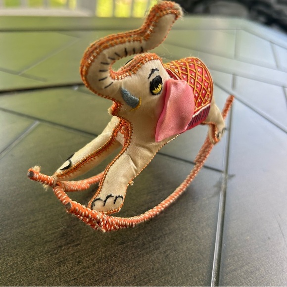 Vintage RARE handmade rocking Elephant figure embellished ornate nursery - Picture 8 of 9